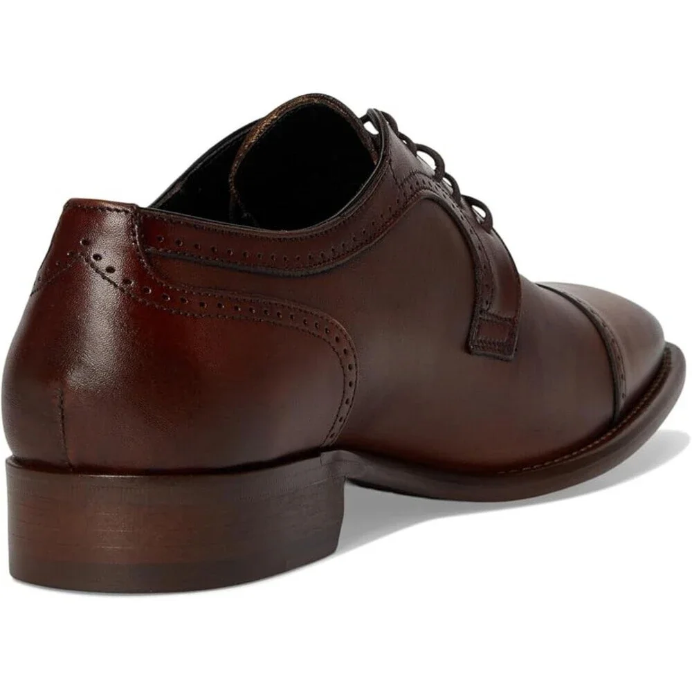 Johnston & Murphy Cormac Oxford Mens 11 Brown Leather Cap Toe Dress Shoes VER401